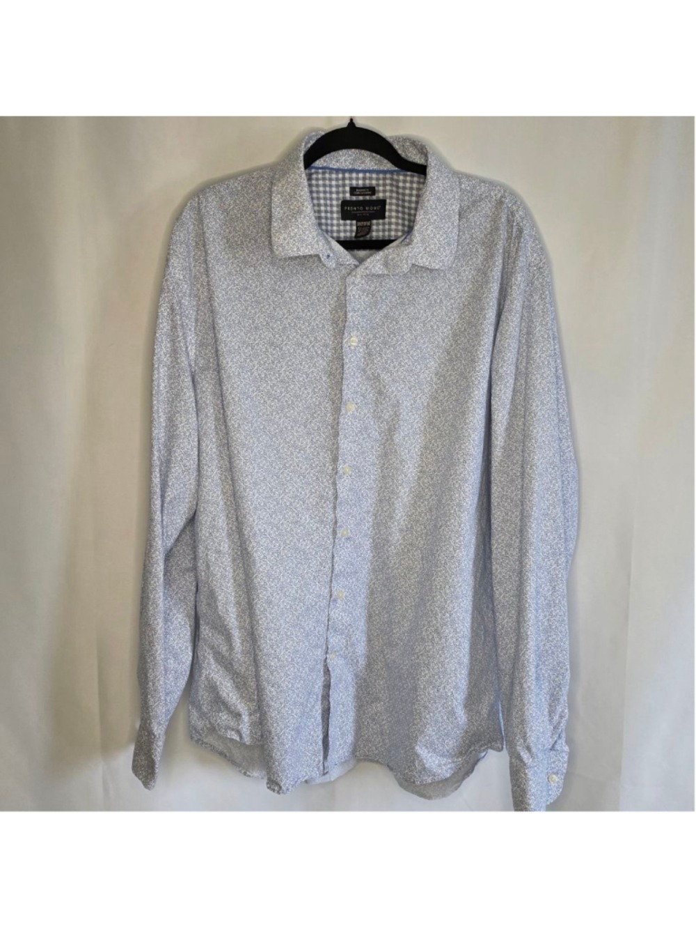 Men's Pronto Uomo 3XLT Blue and White Floral Casual Button Down Shirt